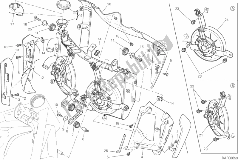 Todas as partes de Refrigerador De água do Ducati Monster 1200 25 2019